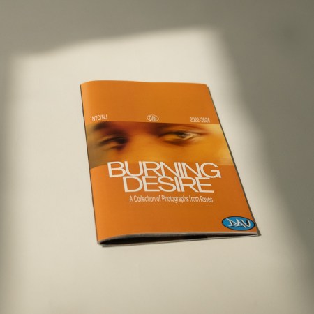 Cover of 'Burning Desire' photography zine by DAV, showcasing underground rave photography from 2022-2023, available on ProjektDAV.com